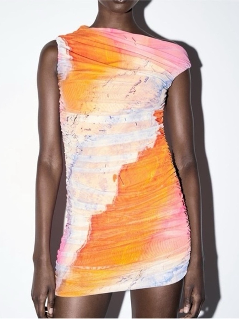 Zara colorful mesh mini dress